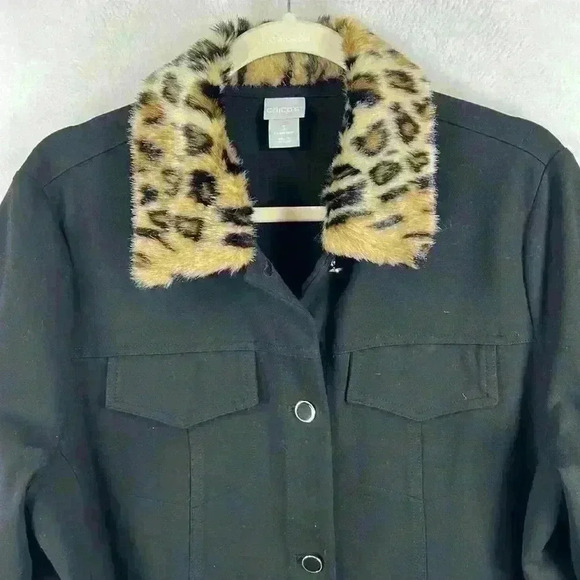 Chico's Women's Ponte Jacket Size 3 (XL16) Black Removable Collar Button Front - Picture 4 of 10